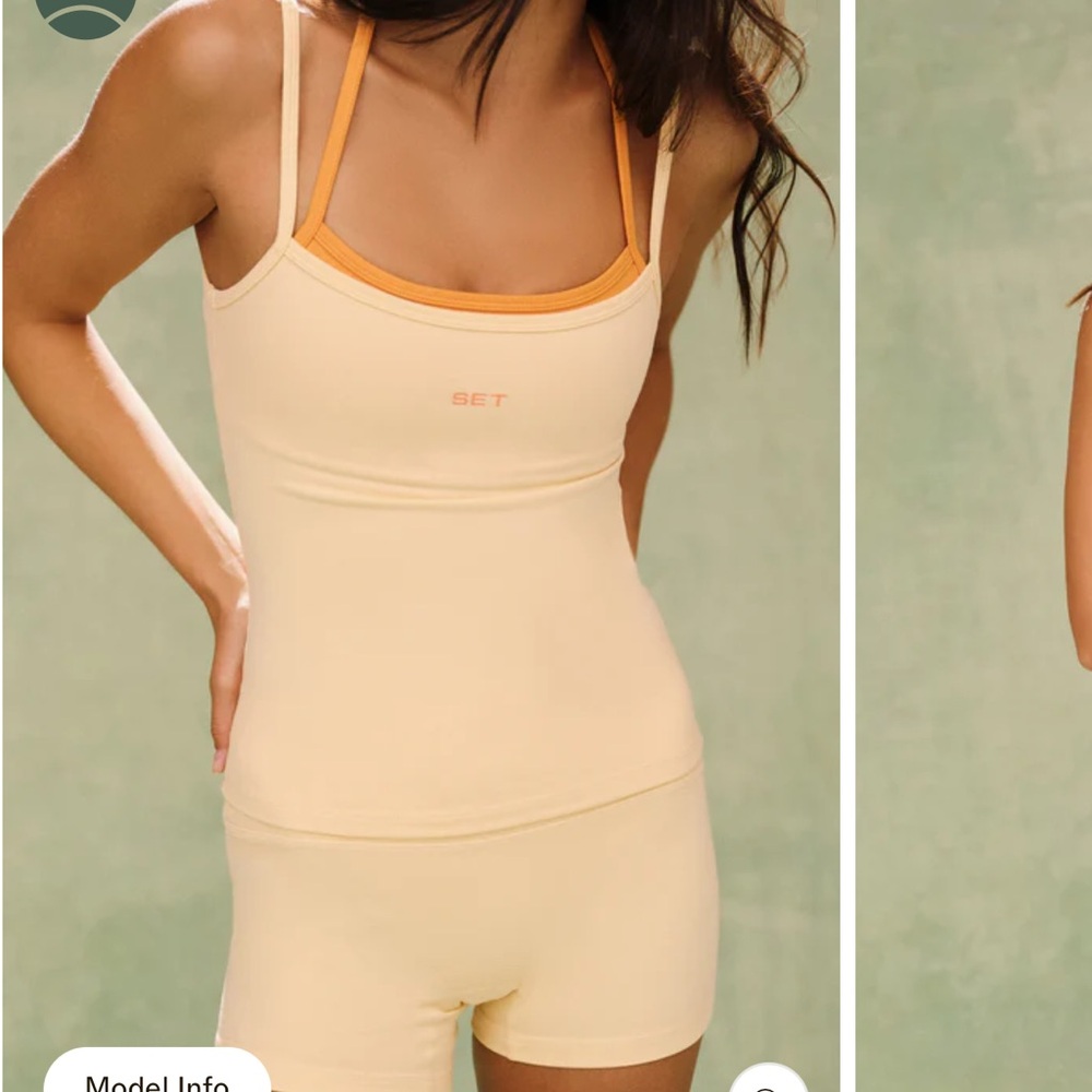 SET Active form cloud Cream Tank & Orange-Trim Short Set NWT LIMITED EDITION